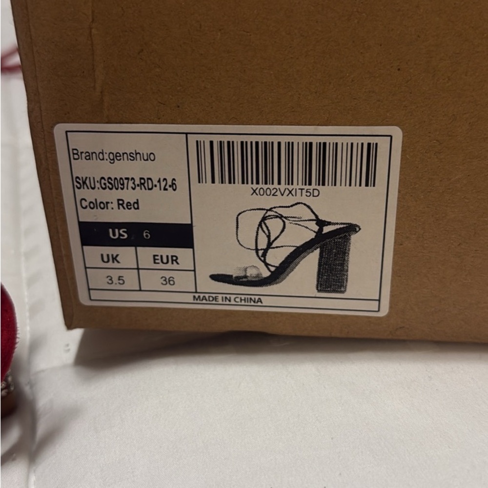 Genshuo Red Strappy Heels